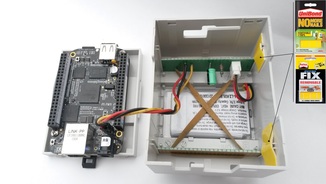 BeagleBone Black UPS and battery mounted in DIN rail enclosure